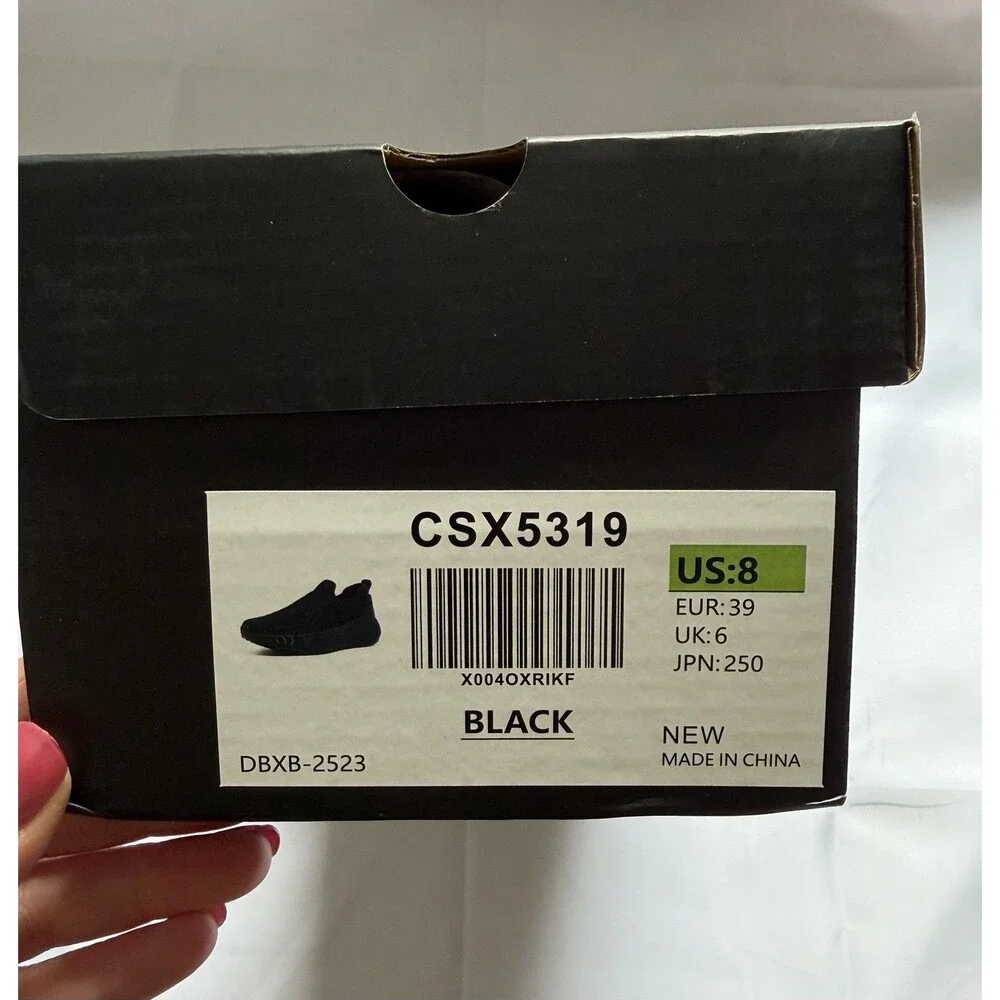 SHULOOK Womens 8 Black Non Slip Work Shoes Restaurant Kitchen Sneakers Stretch